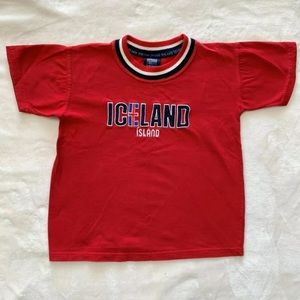 Kids Red Iceland Country and Flag T-Shirt 8-10